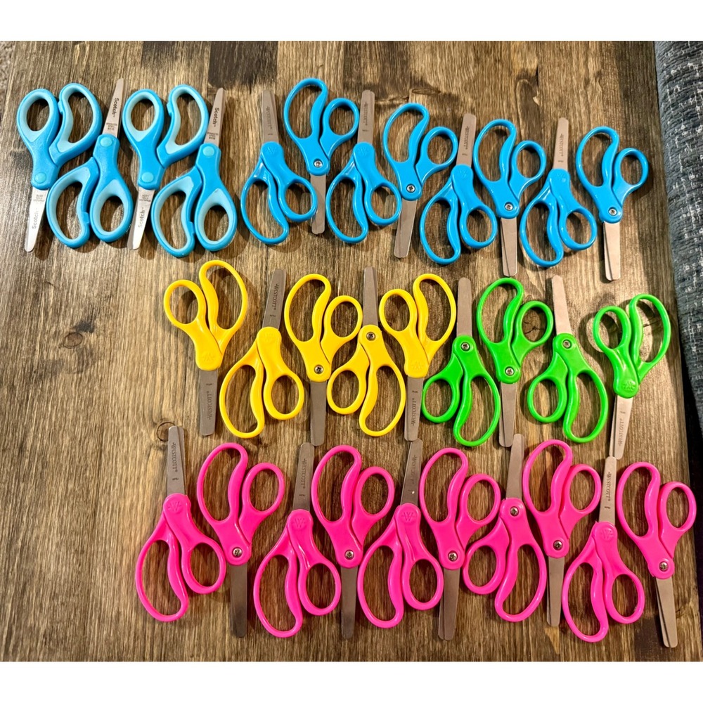 Westcott Scotch Safety Scissors Kids 24pc Bulk Lot Multi Color NWOT Blunt